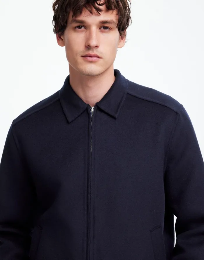 Madewell DoubleFaced Wool ZipFront Jacket Dark Navy Men Coats Jackets