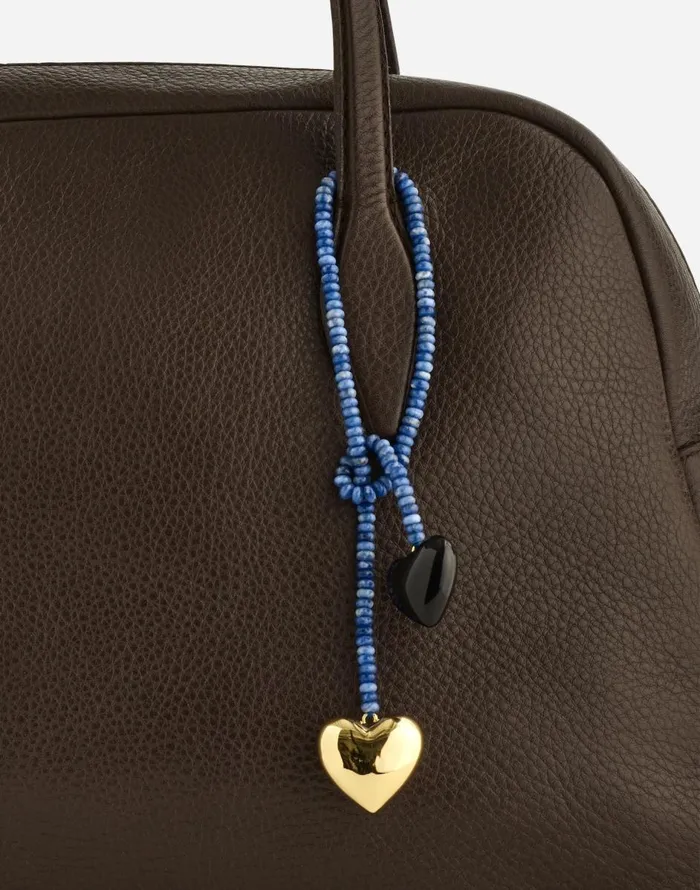 Madewell Double Heart Beaded Bag Charm Midnight Navy Women Bags