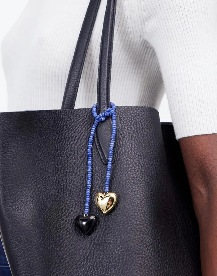 Madewell Double Heart Beaded Bag Charm Midnight Navy Women Bags