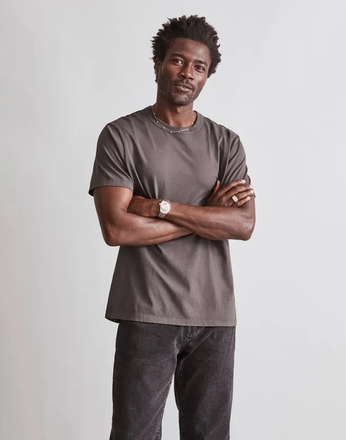 Madewell GarmentDyed Allday Crewneck Tee Black Coal Men Tees