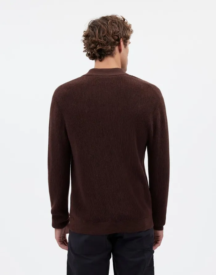 Madewell JohnnyCollar Sweater Polo Shirt In Merino Wool Hthr Chocolate Men Shirts