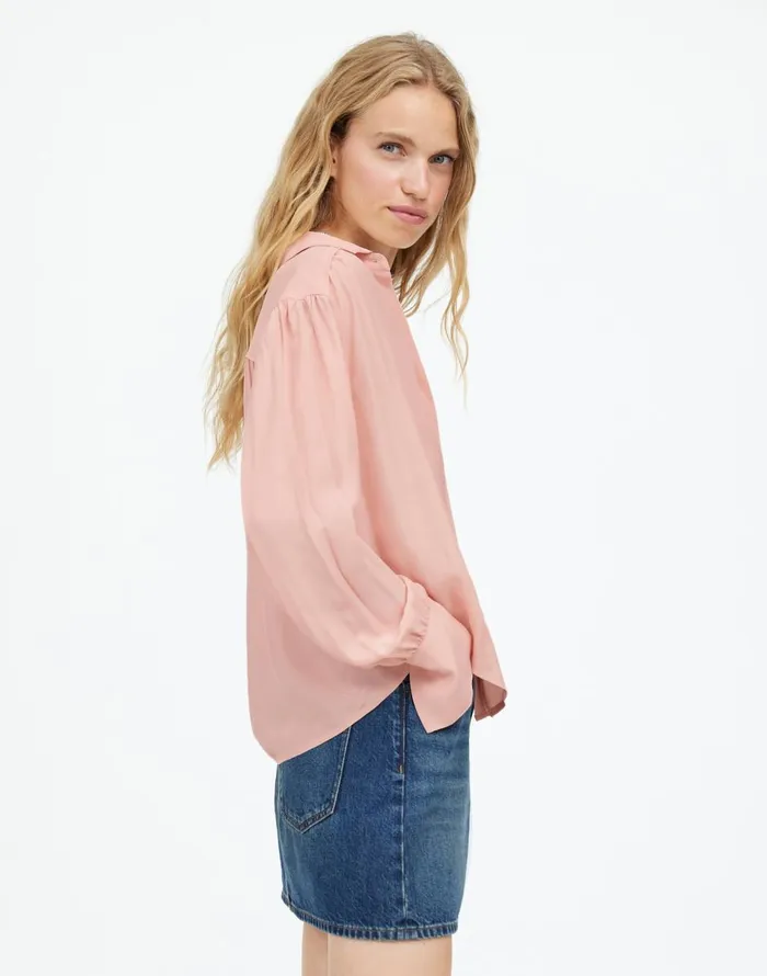 Madewell LongSleeve ButtonFront Top Pale Blush Women Tops and Shirts