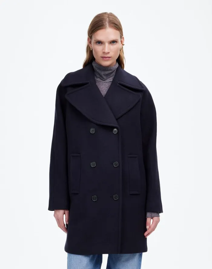 Madewell OversizedCollar Peacoat In Insuluxe Fabric Deep Navy As Standard Women Coats Jackets