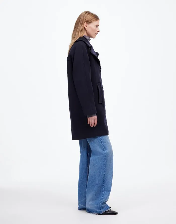 Madewell OversizedCollar Peacoat In Insuluxe Fabric Deep Navy As Standard Women Coats Jackets