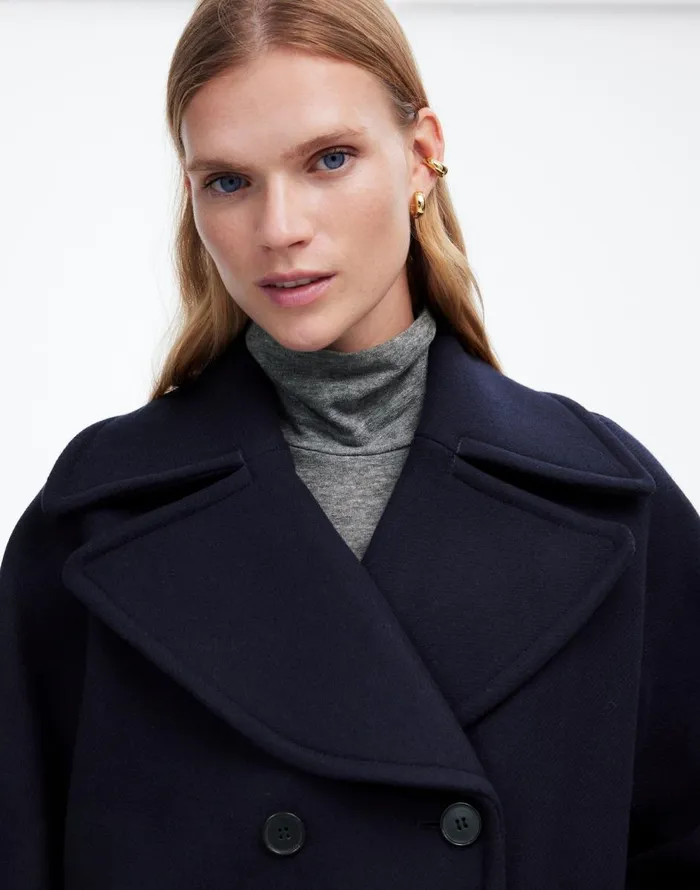 Madewell OversizedCollar Peacoat In Insuluxe Fabric Deep Navy As Standard Women Coats Jackets