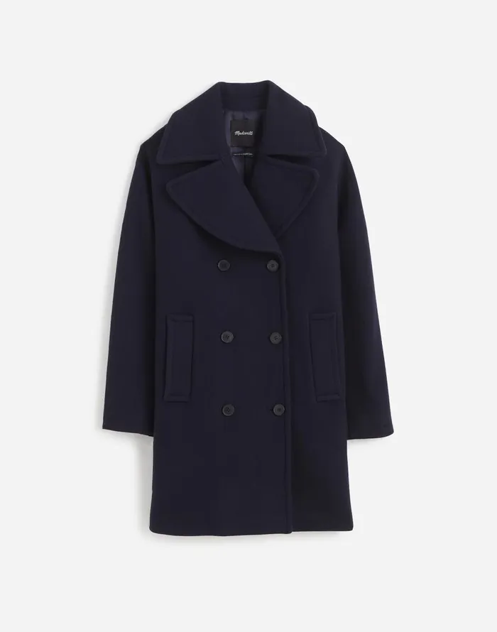 Madewell OversizedCollar Peacoat In Insuluxe Fabric Deep Navy As Standard Women Coats Jackets
