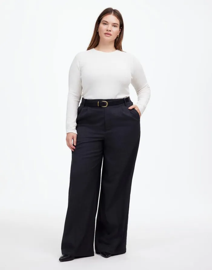 Madewell Plus Ribbed Crewneck LongSleeve Tee Hthr Cream Women Tees