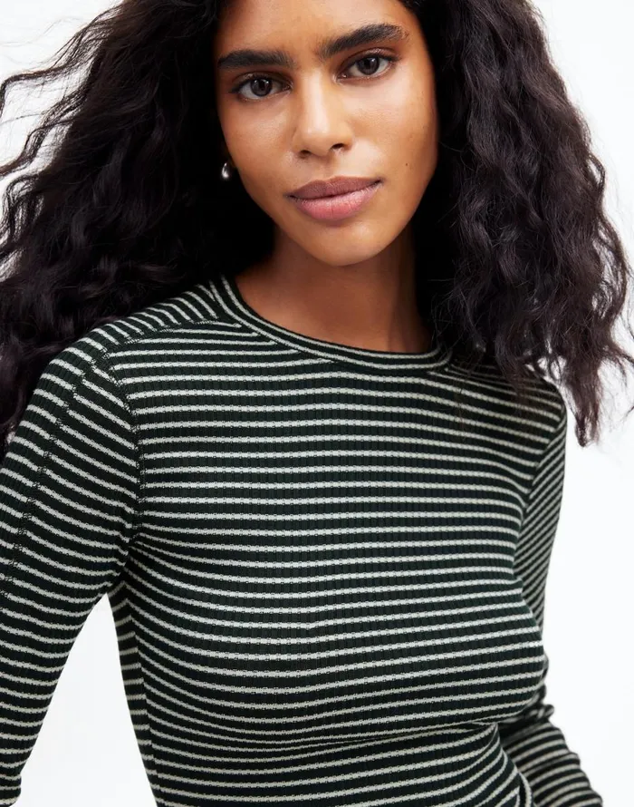 Madewell Ribbed Crewneck LongSleeve Tee Luxury Forest Women Tees
