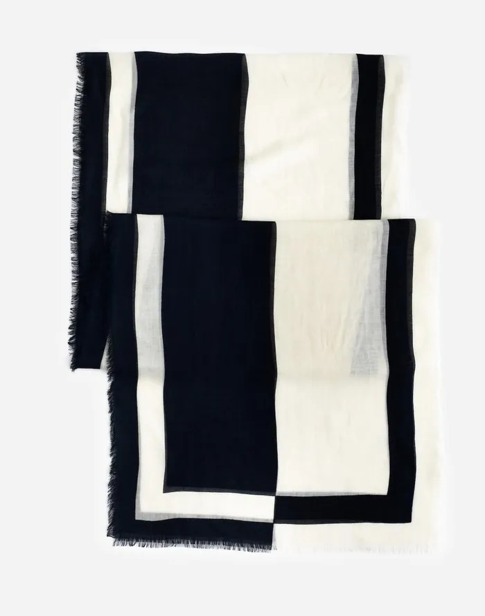 Madewell Skinny Wool Scarf Striped Geo Long True Black Women Scarves