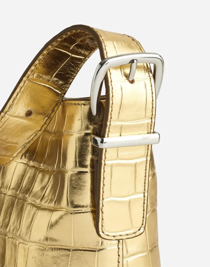 Madewell The Essential Micro Bucket Tote Gold Metallic Women Bags