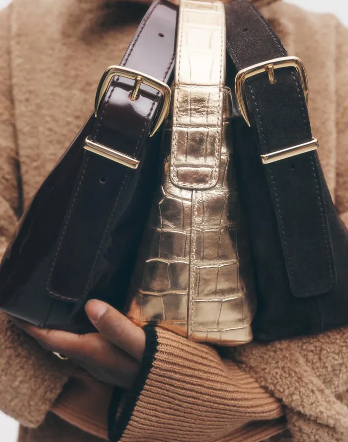 Madewell The Essential Micro Bucket Tote Gold Metallic Women Bags