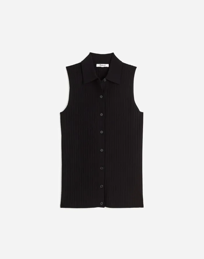 Madewell The Signature Knit ButtonFront Vest Abyss Women Sweaters