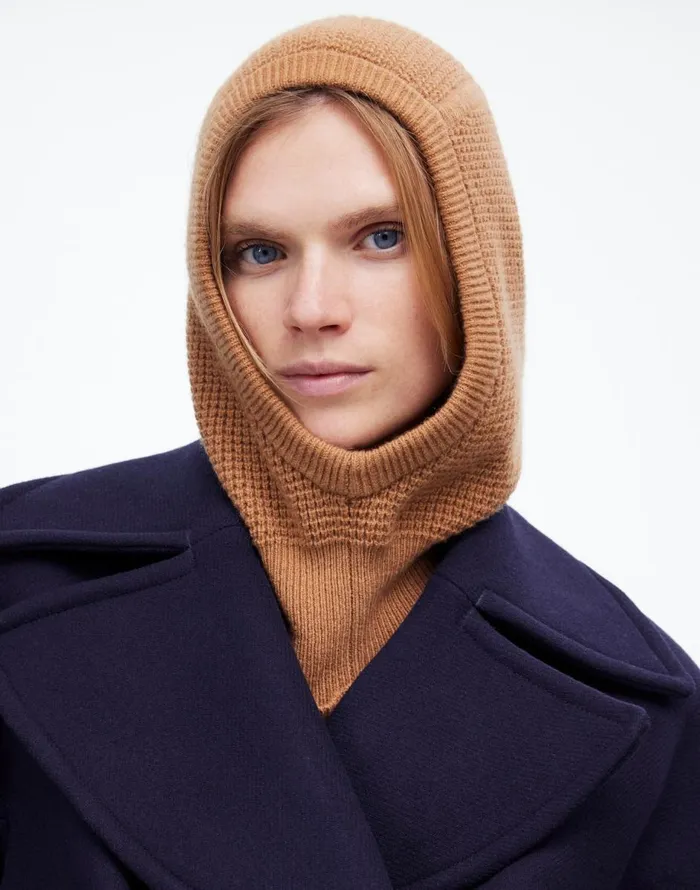 Madewell WaffleKnit Balaclava In SoftWool Hthr Caramel Women Hats