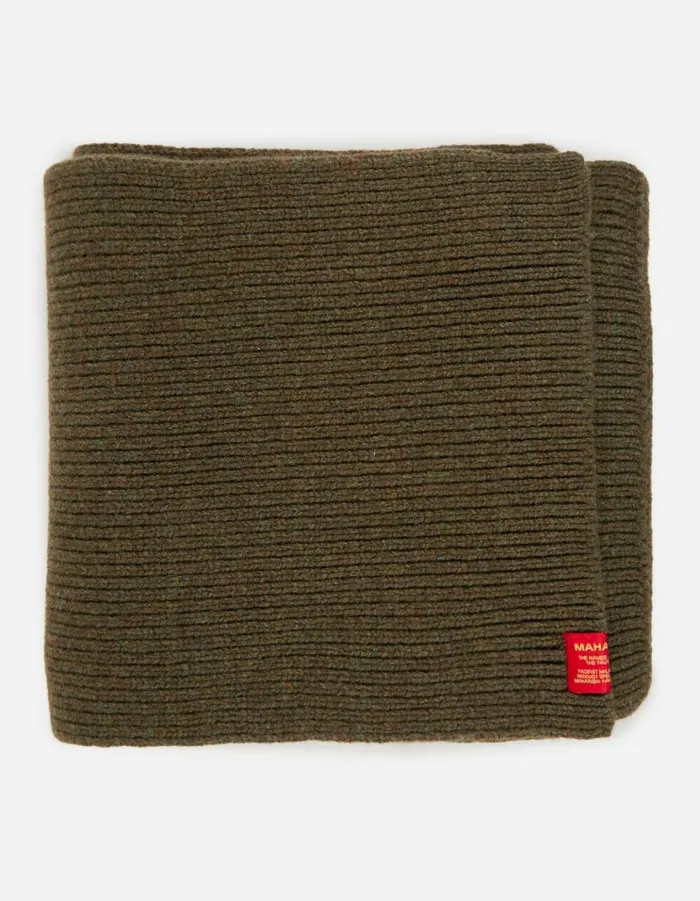 Maharishi Knits 9278 Knitted MILTYPE Scarf Geelong Wool Mil Olive 8211 Men