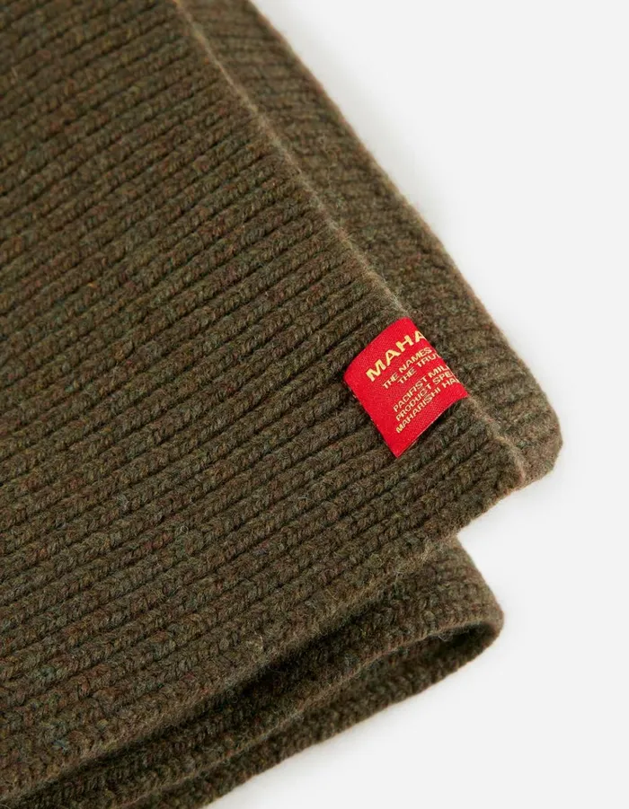 Maharishi Knits 9278 Knitted MILTYPE Scarf Geelong Wool Mil Olive 8211 Men