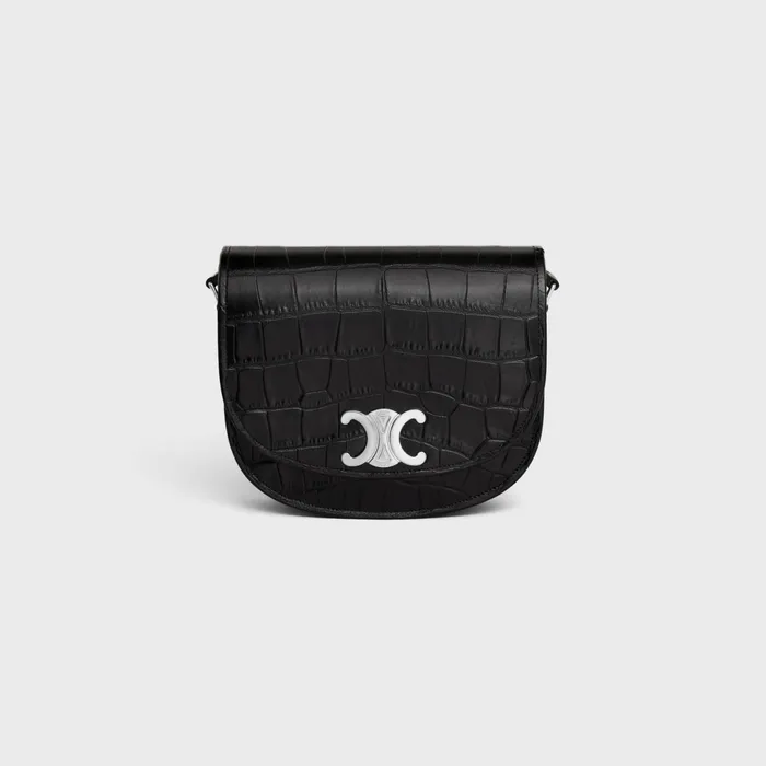 Medium Besace Triomphe In Crocodile Embossed Calfskin Black Men CELINE SHOULDER CARRY BAGS Medium Besace Triomphe In Crocodile Embossed Calfskin Black Men CELINE SHOULDER CARRY BAGS