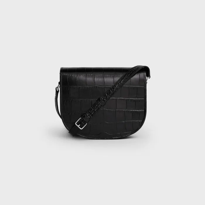 Medium Besace Triomphe In Crocodile Embossed Calfskin Black Men CELINE SHOULDER CARRY BAGS Medium Besace Triomphe In Crocodile Embossed Calfskin Black Men CELINE SHOULDER CARRY BAGS