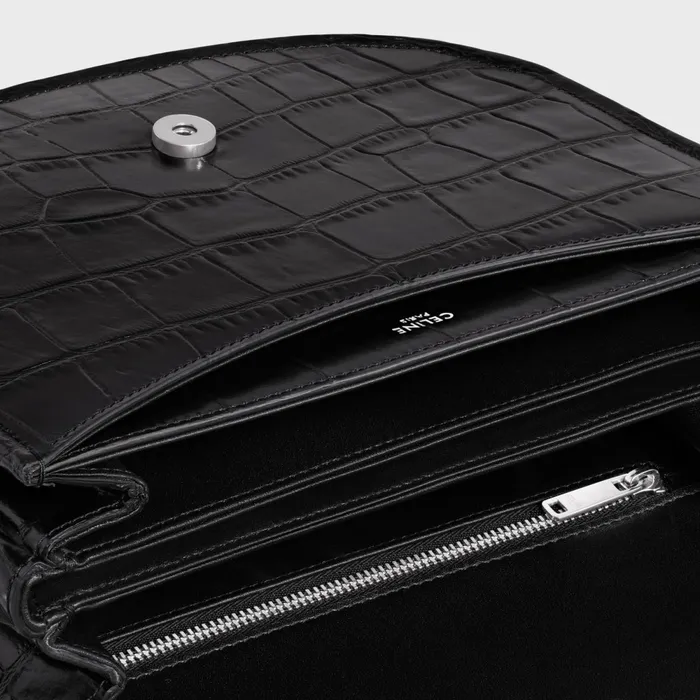 Medium Besace Triomphe In Crocodile Embossed Calfskin Black Men CELINE SHOULDER CARRY BAGS Medium Besace Triomphe In Crocodile Embossed Calfskin Black Men CELINE SHOULDER CARRY BAGS