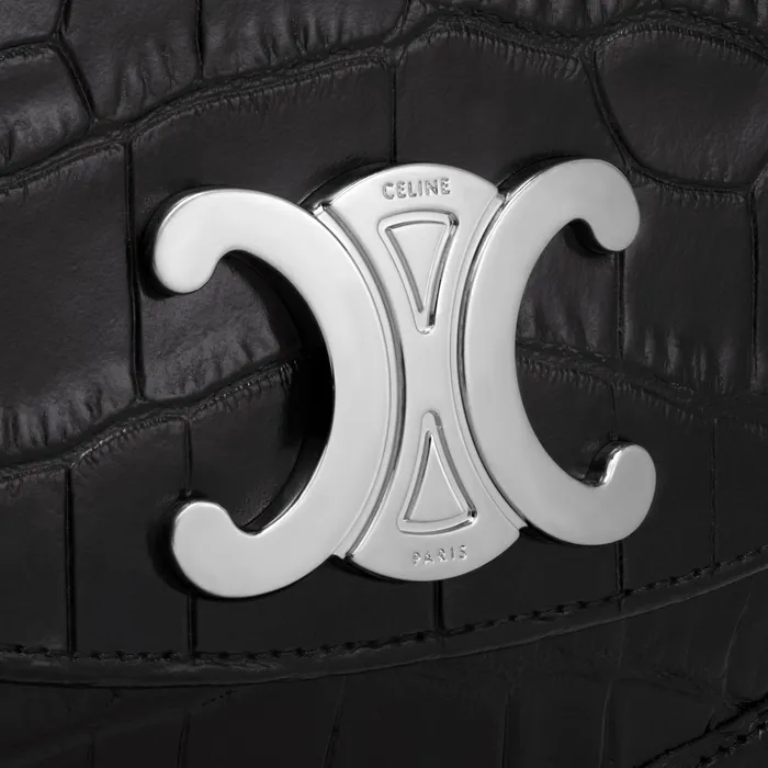 Medium Besace Triomphe In Crocodile Embossed Calfskin Black Men CELINE SHOULDER CARRY BAGS Medium Besace Triomphe In Crocodile Embossed Calfskin Black Men CELINE SHOULDER CARRY BAGS