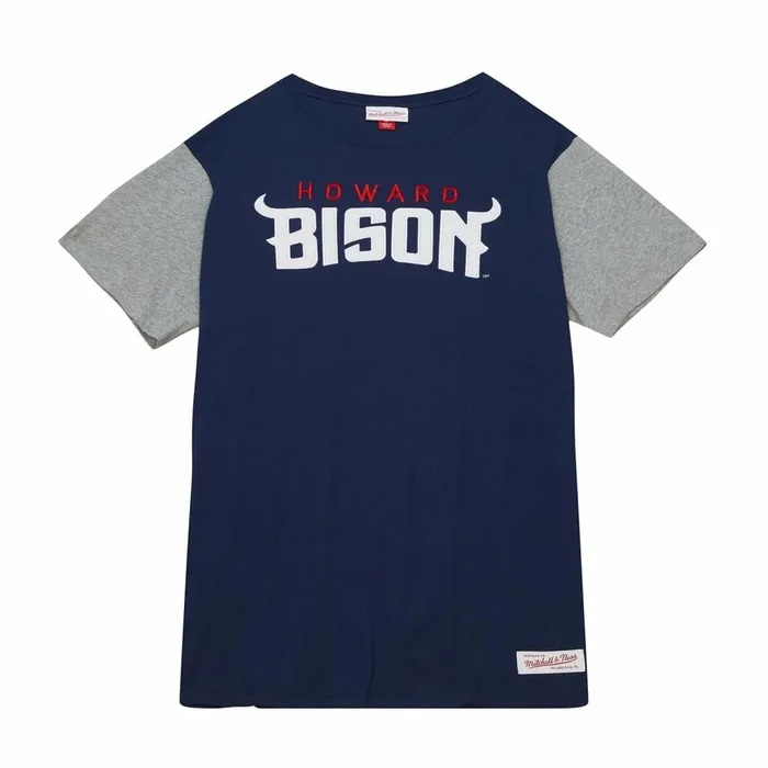 Men039s Collegiate Mitchell and Ness Color Blocked SS Tee Howard University
