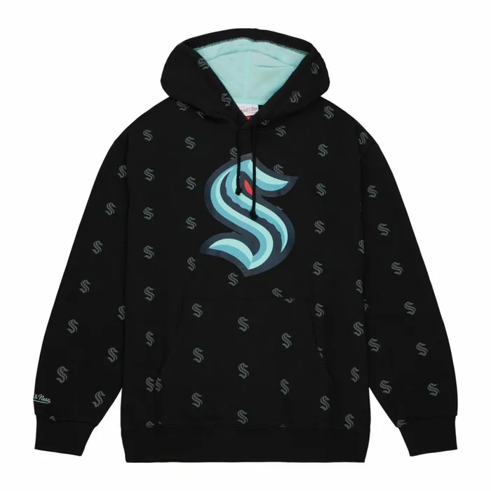 Men039s Hoodies and Sweatshirts Mitchell and Ness AOP Fleece Hoodie Seattle Kraken