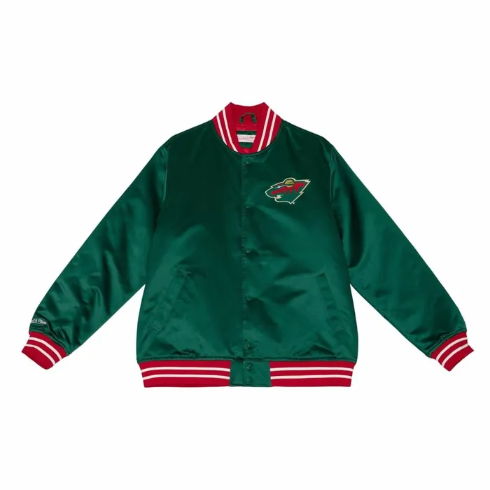Men039s Jackets and Outerwear Mitchell and Ness Heavyweight Satin Jacket Minnesota Wild Men039s Jackets and Outerwear Mitchell and Ness Heavyweight Satin Jacket Minnesota Wild