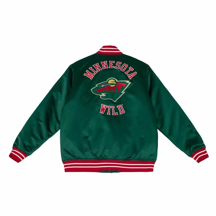 Men039s Jackets and Outerwear Mitchell and Ness Heavyweight Satin Jacket Minnesota Wild Men039s Jackets and Outerwear Mitchell and Ness Heavyweight Satin Jacket Minnesota Wild