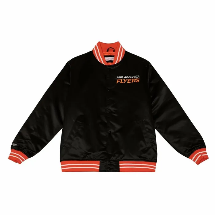 Men039s Jackets and Outerwear Mitchell and Ness Heavyweight Satin Jacket Philadelphia Flyers Men039s Jackets and Outerwear Mitchell and Ness Heavyweight Satin Jacket Philadelphia Flyers
