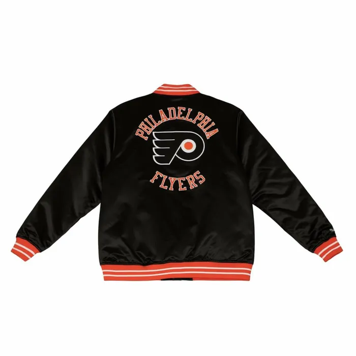 Men039s Jackets and Outerwear Mitchell and Ness Heavyweight Satin Jacket Philadelphia Flyers Men039s Jackets and Outerwear Mitchell and Ness Heavyweight Satin Jacket Philadelphia Flyers