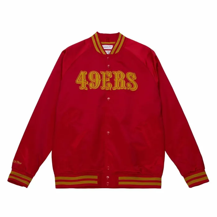 Men039s Jackets and Outerwear Mitchell and Ness Lightweight Satin Jacket San Francisco 49ers Men039s Jackets and Outerwear Mitchell and Ness Lightweight Satin Jacket San Francisco 49ers