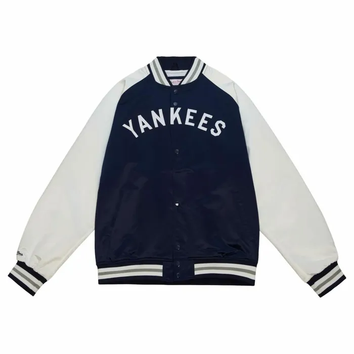 Men039s Jackets and Outerwear Mitchell and Ness Primetime Lightweight Satin Jacket New York Yankees Men039s Jackets and Outerwear Mitchell and Ness Primetime Lightweight Satin Jacket New York Yankees