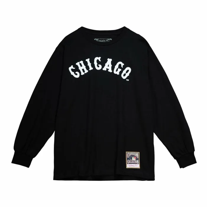 Men039s MLB Mitchell and Ness Chicago Arched Long Sleeve Chicago White Sox