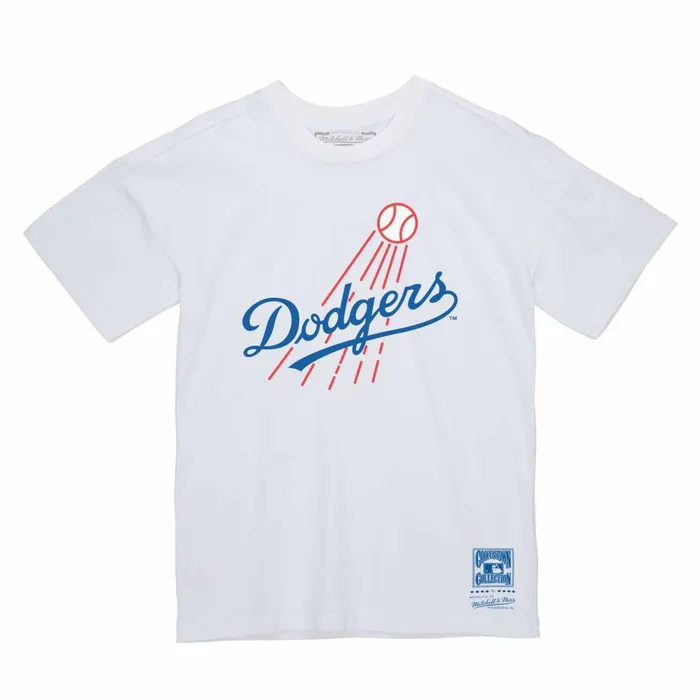 Men039s MLB Mitchell and Ness Dodgers Basic Logo 1 Tee Los Angeles Dodgers