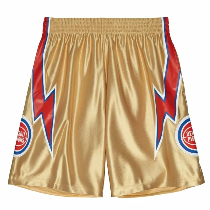 Men039s NBA Swingman Mitchell and Ness 75th Anniversary Gold Swingman Detroit Pistons 197879 Shorts Men039s NBA Swingman Mitchell and Ness 75th Anniversary Gold Swingman Detroit Pistons 197879 Shorts