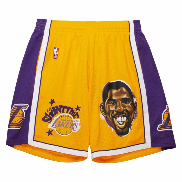 Men039s NBA Swingman Mitchell and Ness LA Showtime Shorts Los Angeles Lakers Magic Johnson