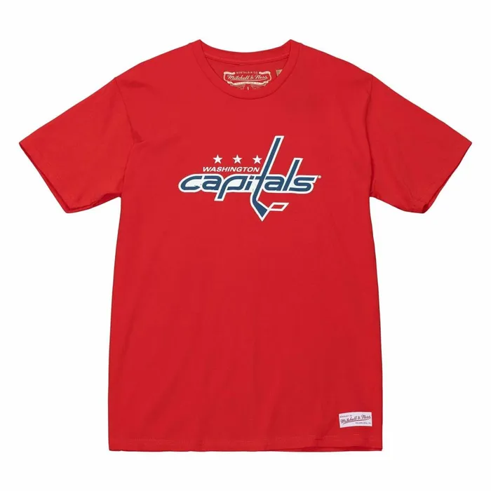 Men039s NHL Mitchell and Ness Distressed Logo Tee Washington Capitals
