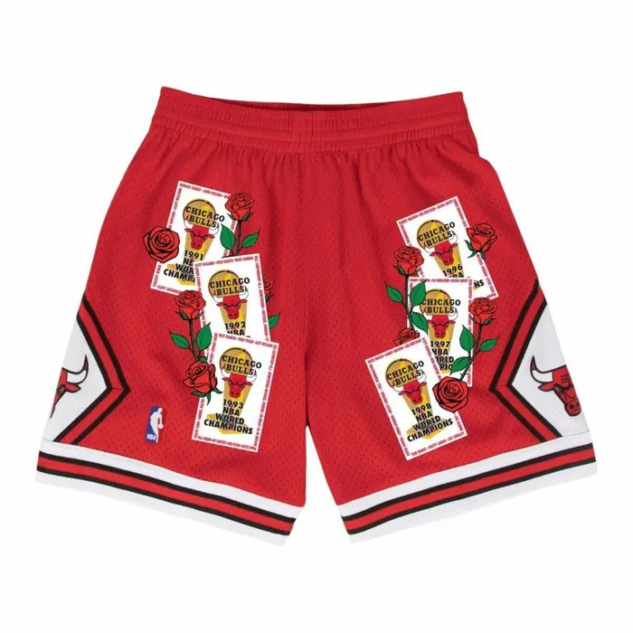 Men039s Shorts Mitchell and Ness Roses And Banners Shorts Chicago Bulls