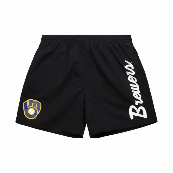 Men039s Shorts Mitchell and Ness Team Essentials Nylon Shorts Milwaukee Brewers Men039s Shorts Mitchell and Ness Team Essentials Nylon Shorts Milwaukee Brewers