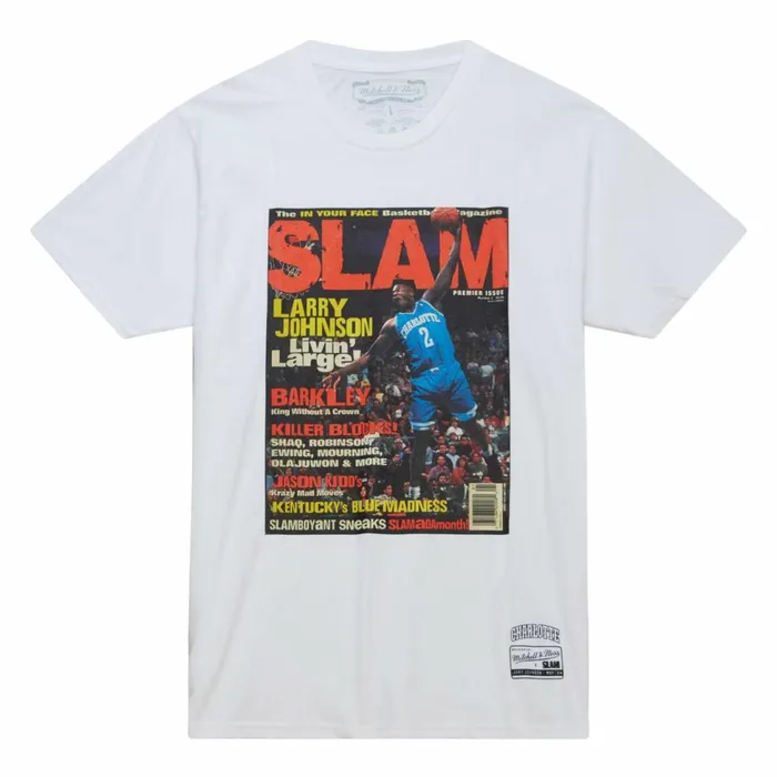 Men039s TShirts and Tops Mitchell and Ness Slam Cover Charlotte Hornets Larry Johnson Men039s TShirts and Tops Mitchell and Ness Slam Cover Charlotte Hornets Larry Johnson
