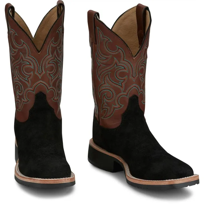 MEN Alamo 11034 Roughout Black Justin Boots Western