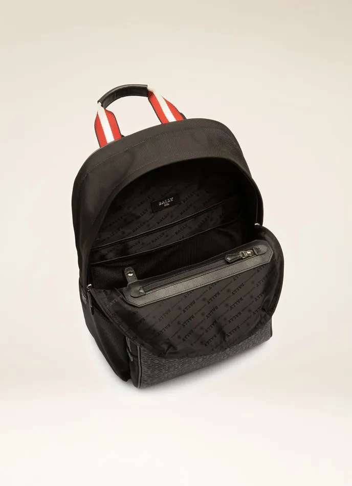 Men Bally Backpacks Codie 8211 Nylon and Leather Backpack In Black