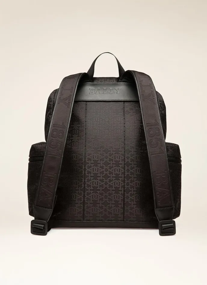 Men Bally Backpacks Crew 8211 Nylon Jacquard Backpack In Black