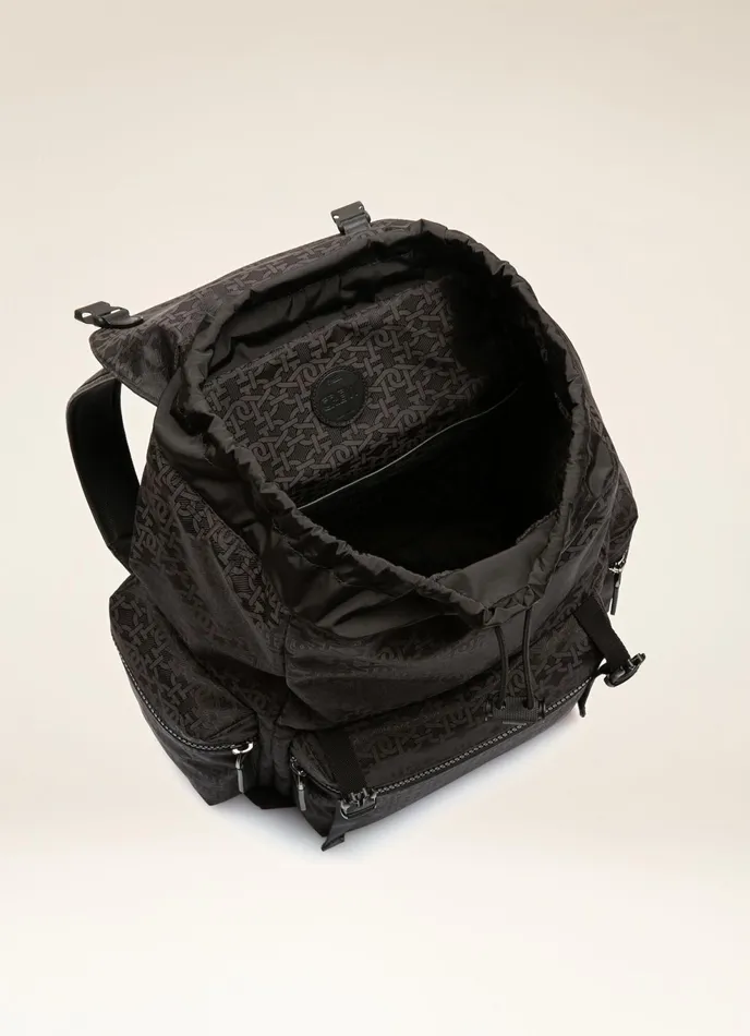 Men Bally Backpacks Crew 8211 Nylon Jacquard Backpack In Black
