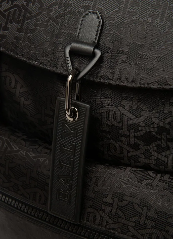 Men Bally Backpacks Crew 8211 Nylon Jacquard Backpack In Black
