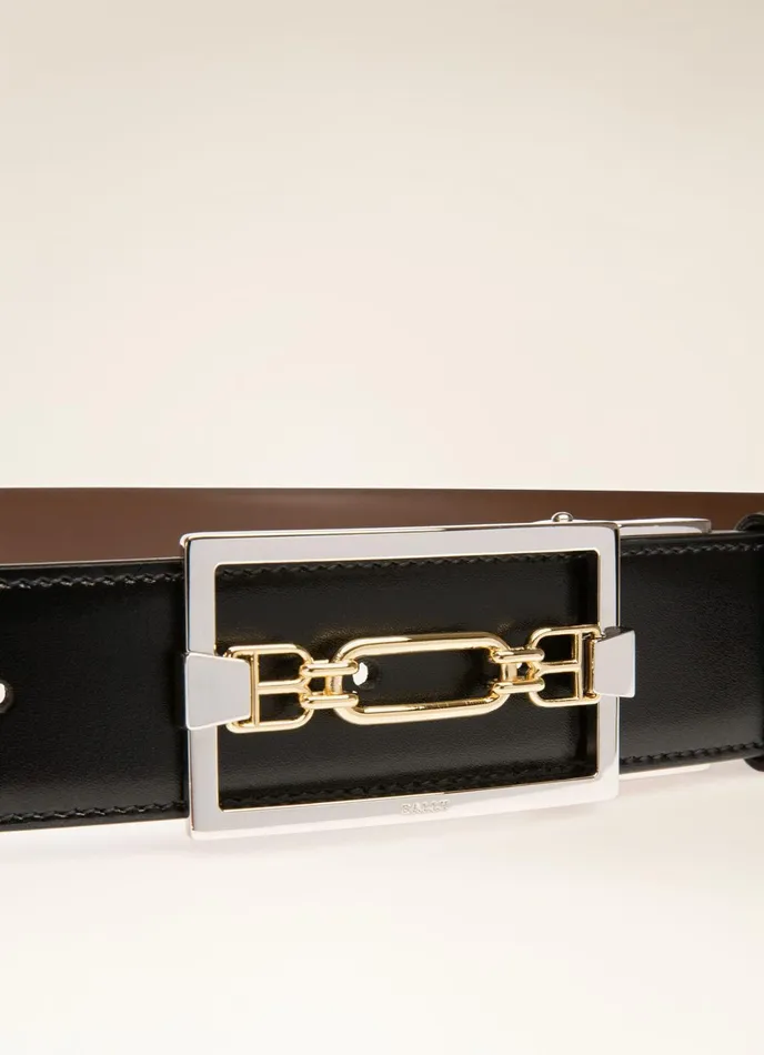 Men Bally Belts Draper 8211 Leather 35mm Belt In Black and Brown