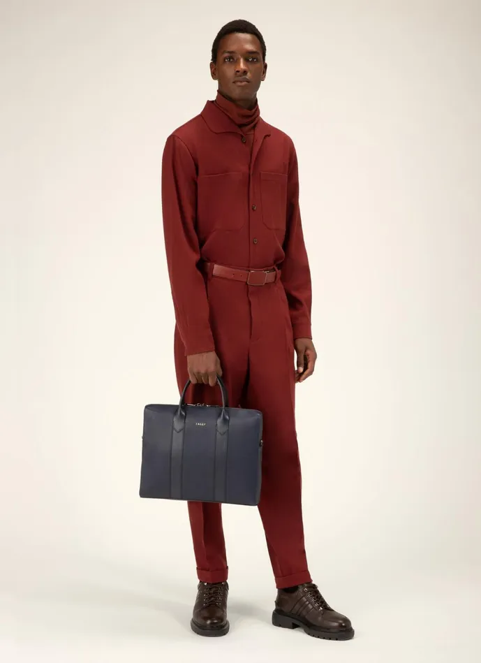 Men Bally Business Bags Elter 8211 Leather Business Bag In Navy