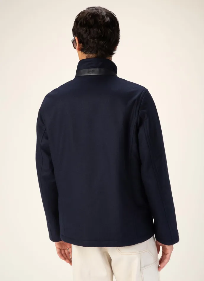 Men Bally Outerwear Winter Coat 8211 Wool and Cashmere Outerwear In Navy