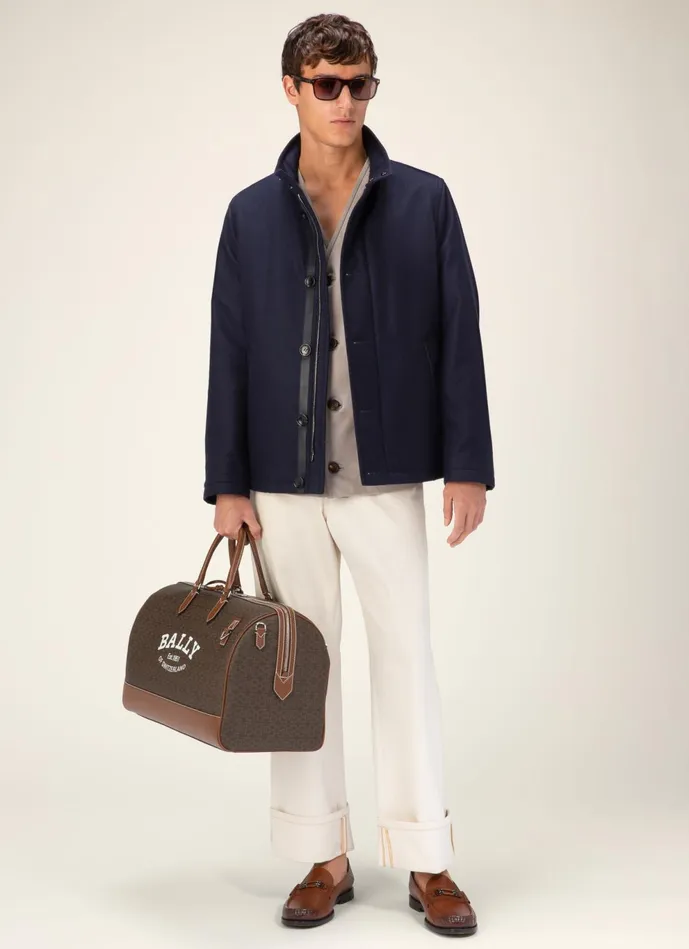 Men Bally Outerwear Winter Coat 8211 Wool and Cashmere Outerwear In Navy
