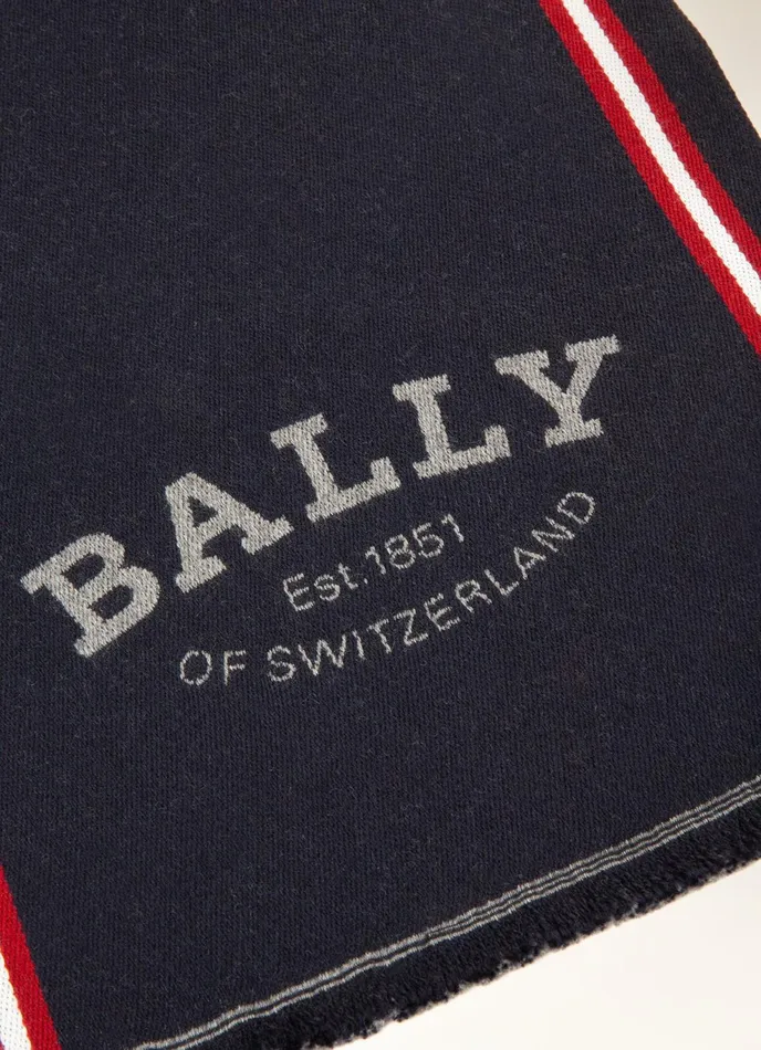 Men Bally Scarves Bally Stamp Scarf 8211 Wool Accessory In Navy