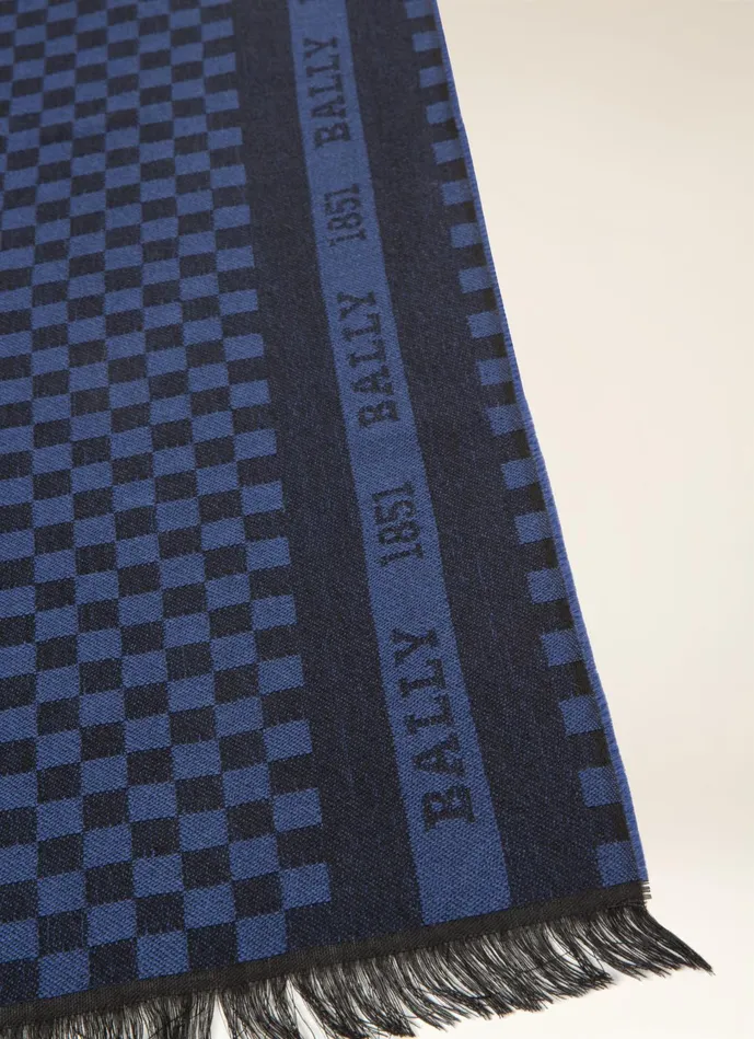 Men Bally Scarves Checked Scarf 8211 Wool Accessory In Blue